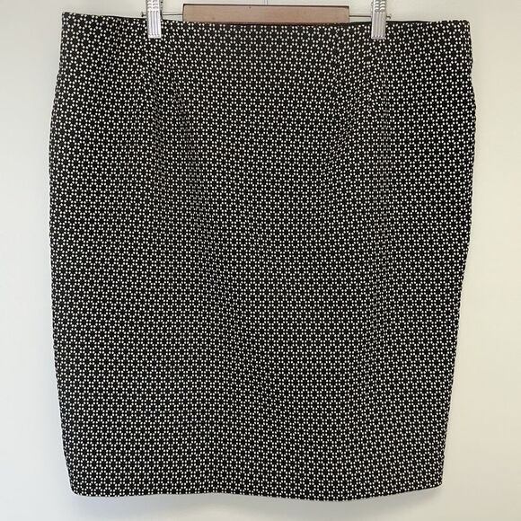 ELLE XXL Black White Pull On Stretch Pencil Skirt - Picture 3 of 11